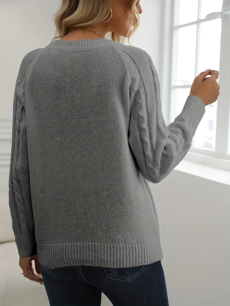 PULL EN CABLE SOLIDE POUR FEMMES | STYLE ÉLÉGANT ET CHAUD