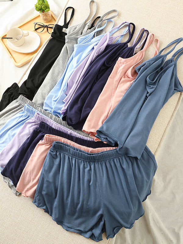 Gilet en modal 9 couleurs – Pyjama deux pièces sexy ample horts