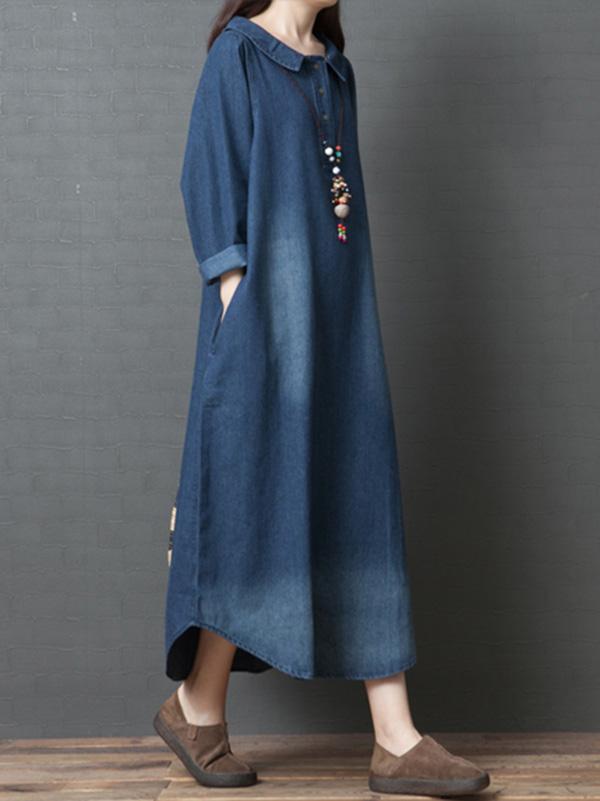 Robe longue ample en jean