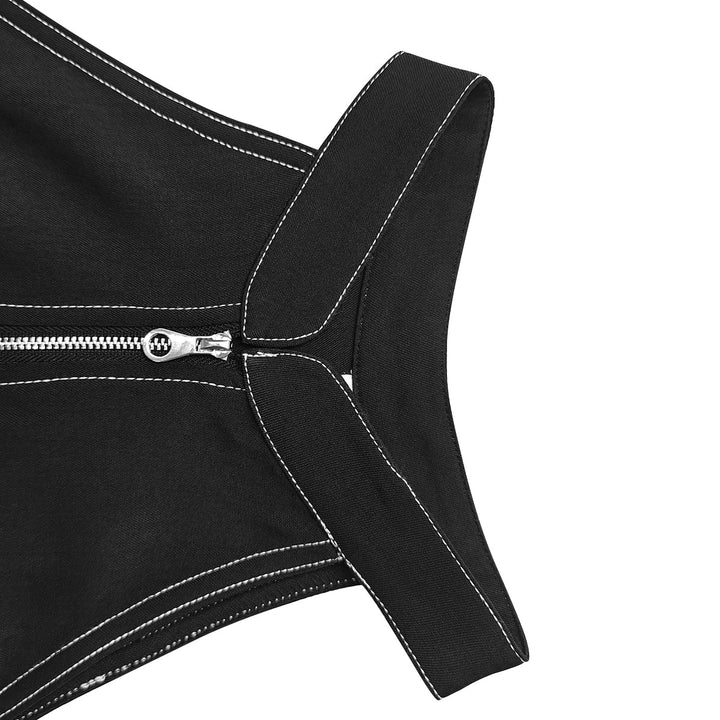 Robe longue plissée coupe trapèze, taille haute, à poches, à fermeture éclair, à col montant, couleur unie