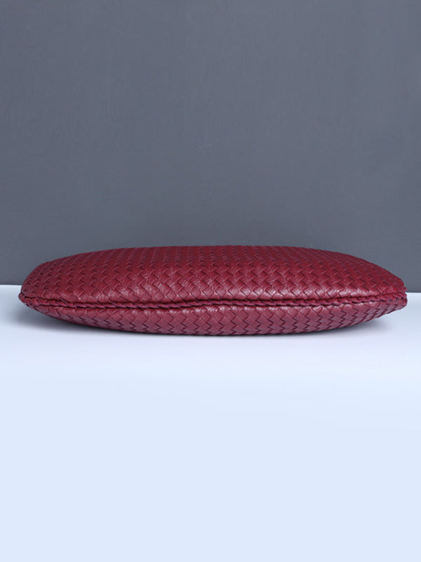 Sac à main géométrique tressé à empiècements, à fermeture éclair, couleur unie
