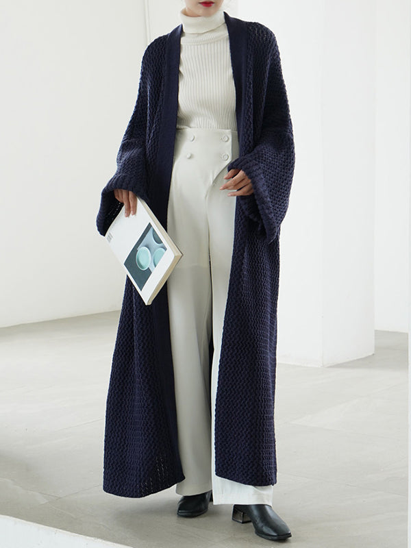 Cardigan en tricot à fil épais, ample, surdimensionné, couleur unie, urbain, manteaux
