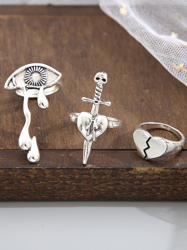 3 pièces d'anneaux en forme d'oeil en forme de cœur, accessoires