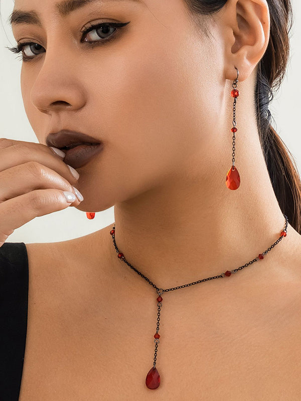 Parure boucles d'oreilles pendantes et boucles d'oreilles perlée à chaîne
