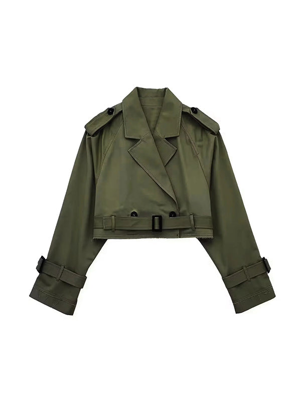 Veste ample à manches longues, à empiècements, à col revers