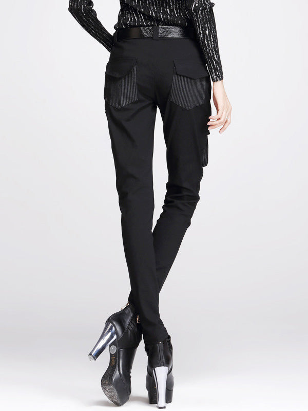 Pantalon décontracté à empiècements, à poches, à fermeture éclair