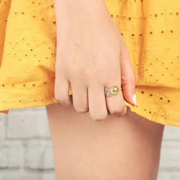 Bague tournesol en or ajustable