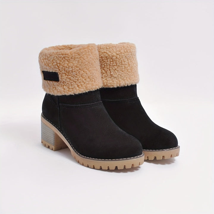 Bottes d'Hiver Femme | Bottines à Enfiler avec Talon Bloc