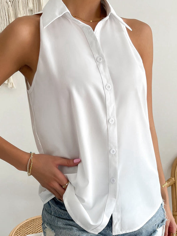 Chemisier ample grande taille, à empiècements, à col revers, couleur unie
