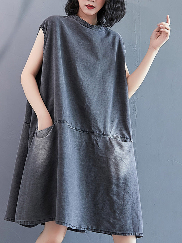 Robe à empiècements, à poche, en jean