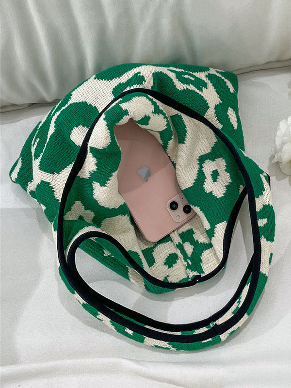 Accessoires de sacs de couleur contrastée à tissage floral original
