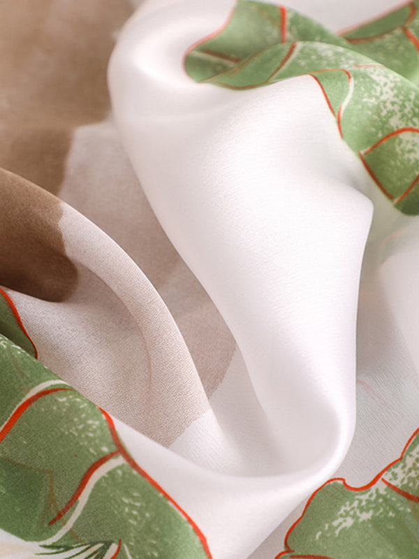 Écharpe châle imitation soie à imprimé floral vintage