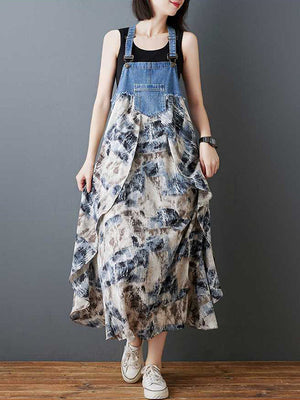 Robe longue ample à imprimé floral, grande taille, poches fendues, col Spaghetti, robe à bretelles