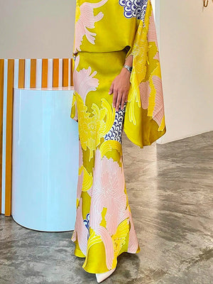 Jupe ample taille haute, à imprimé floral