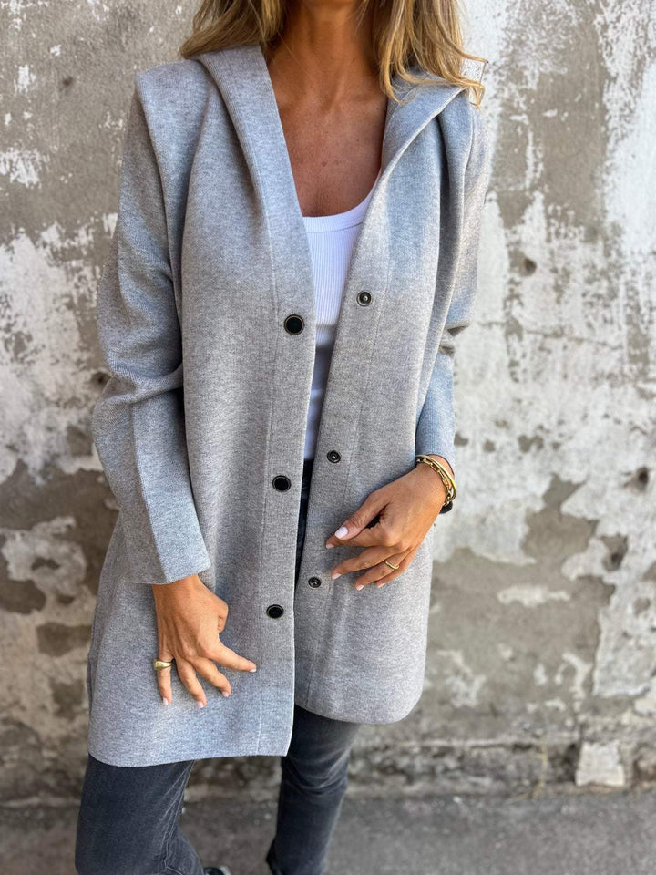 Élégante et confortable veste en tricot d'automne avec capuche pour femmes