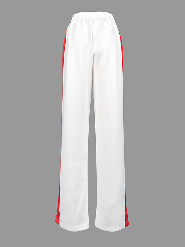 Pantalon ample rayé à jambes droites, à empiècements, couleur contrastée