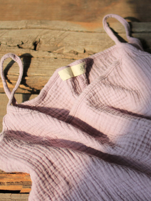 Robe courte ample vintage, à fines bretelles, sans manches, couleur unie