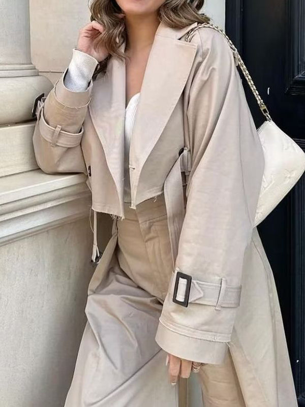 Veste ample à manches longues, à empiècements, à col revers