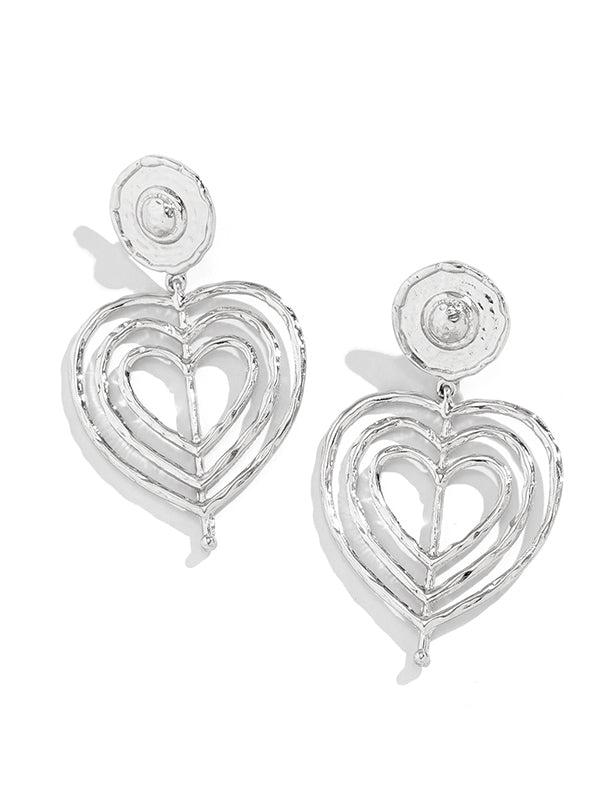 Boucles d'oreilles pendantes géométriques ajourées normcore, en forme de cœur, couleur unie