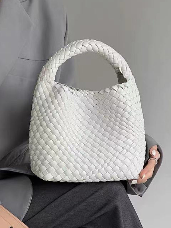 Sac à main tressé couleur unie