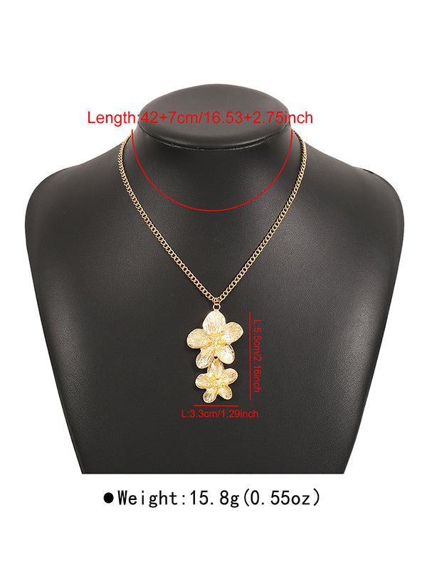 Parure collier et bague en forme de fleur