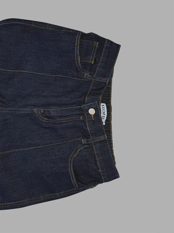 Bas de pantalon en jean évasé taille haute à empiècements