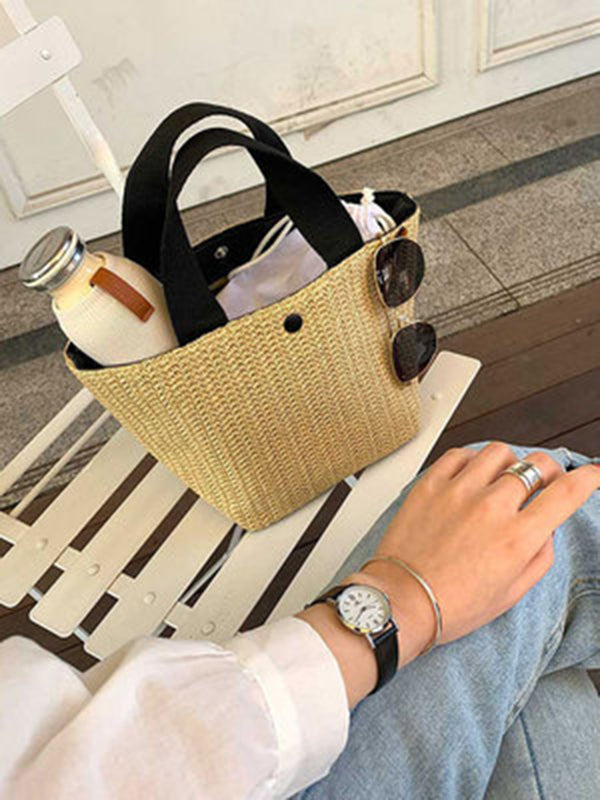Sac à main tressé à empiècements