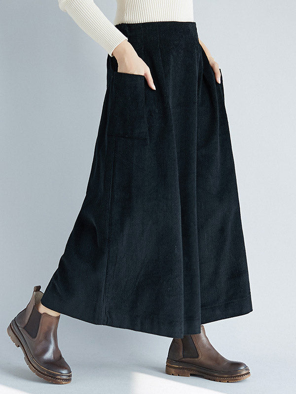 Pantalon large en velours côtelé à fermeture éclair vintage super ample