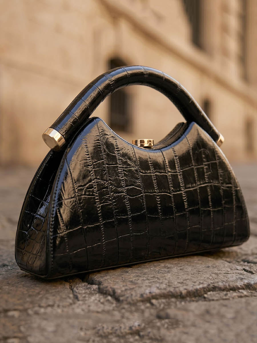 Sac à main géométrique couleur unie