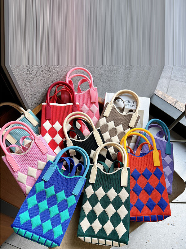 Sac à main à motif pied-de-poule, à empiècements