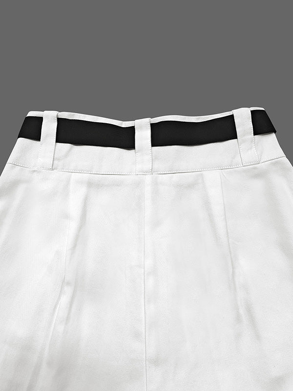 Pantalon ample plissé taille haute, à cordon de serrage