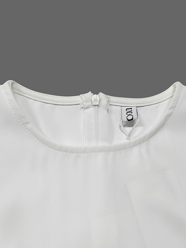 Robe longue sans manches, à col rond, couleur unie