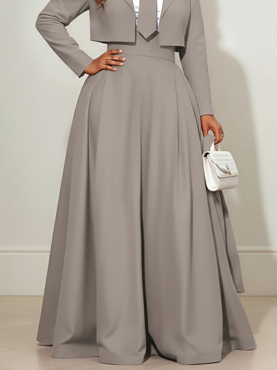 Jupe plissée à taille élastique, taille haute, à ourlet ample, à poches, à fermeture éclair, couleur unie