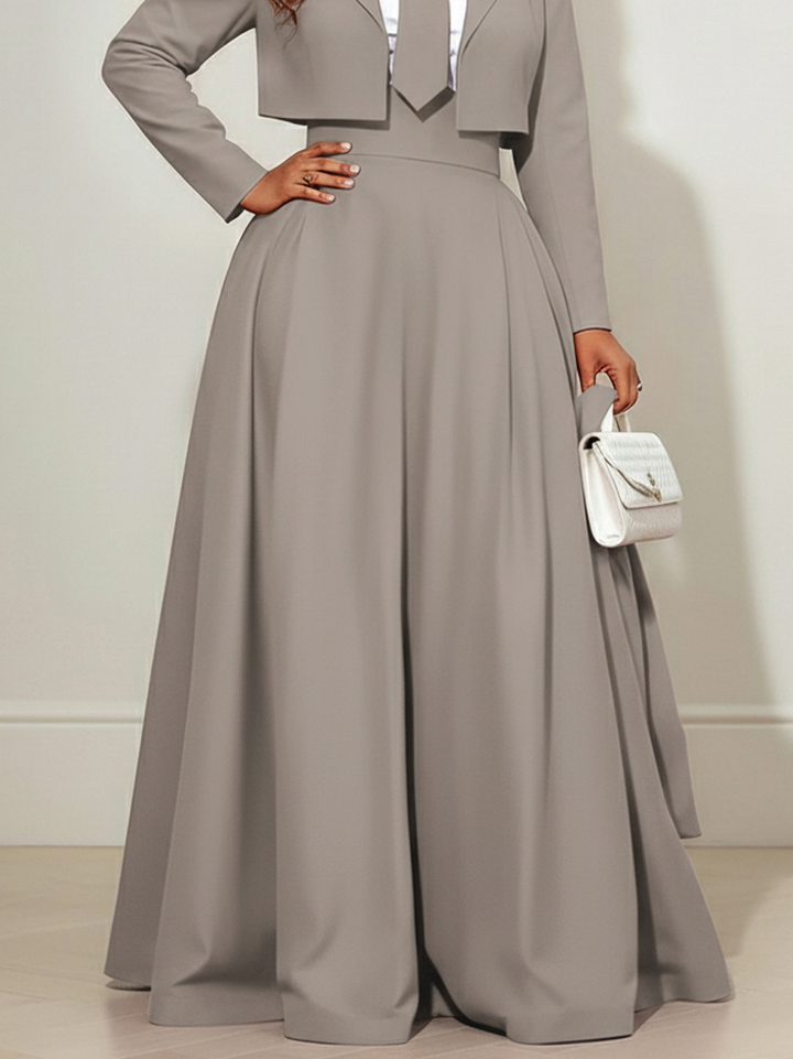 Jupe plissée à taille élastique, taille haute, à ourlet ample, à poches, à fermeture éclair, couleur unie