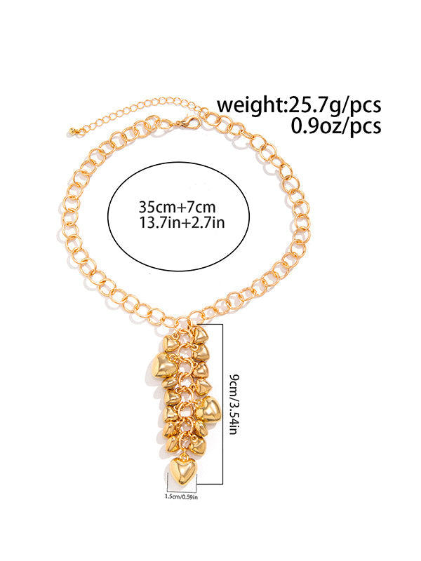 Collier géométrique à chaîne, en forme de cœur