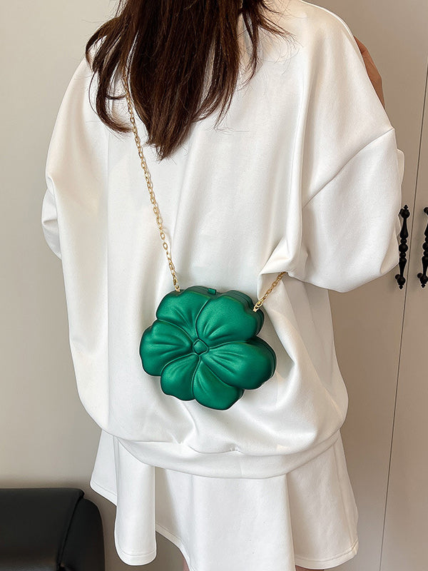 Sac bandoulière brillant à chaîne, en forme de fleur