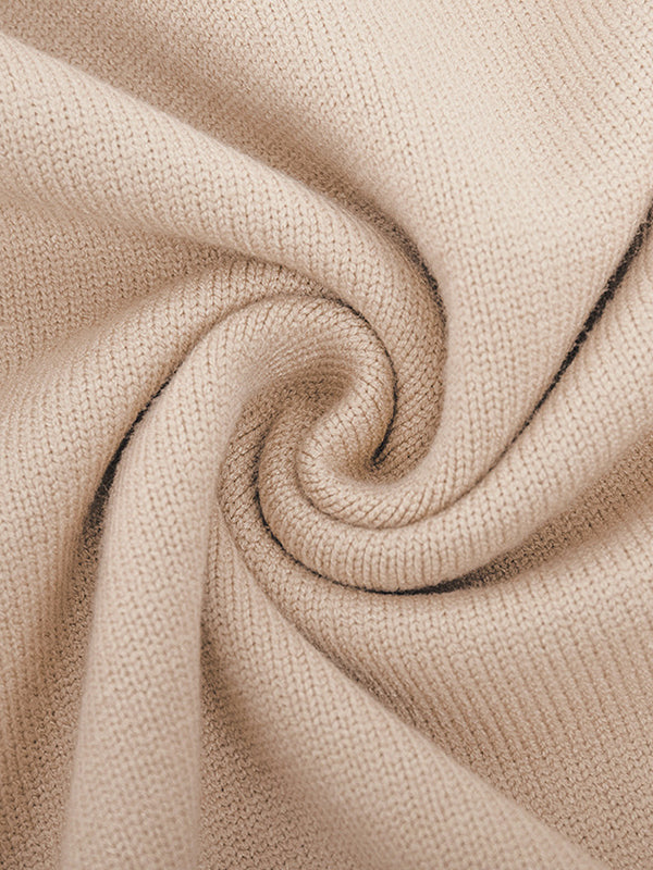 Pull ample à manches longues, à empiècements, à col haut, couleur unie