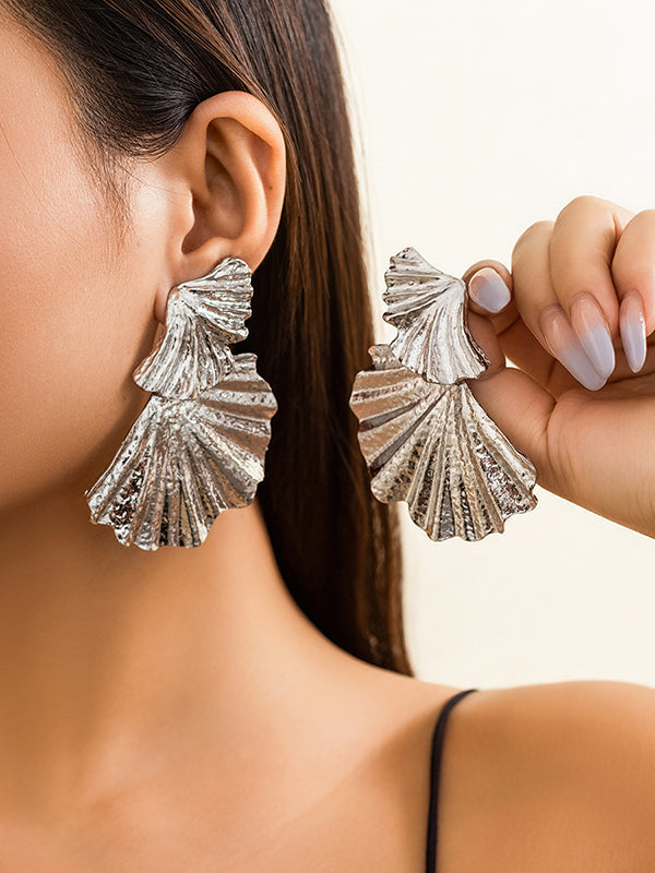 Boucles d'oreilles pendantes géométriques en forme de feuilles, couleur unie
