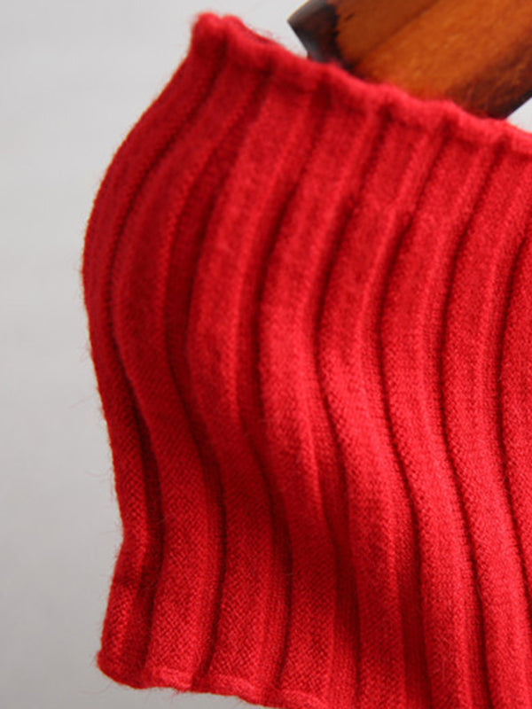 Pull en tricot à manches courtes et col bateau de couleur unie