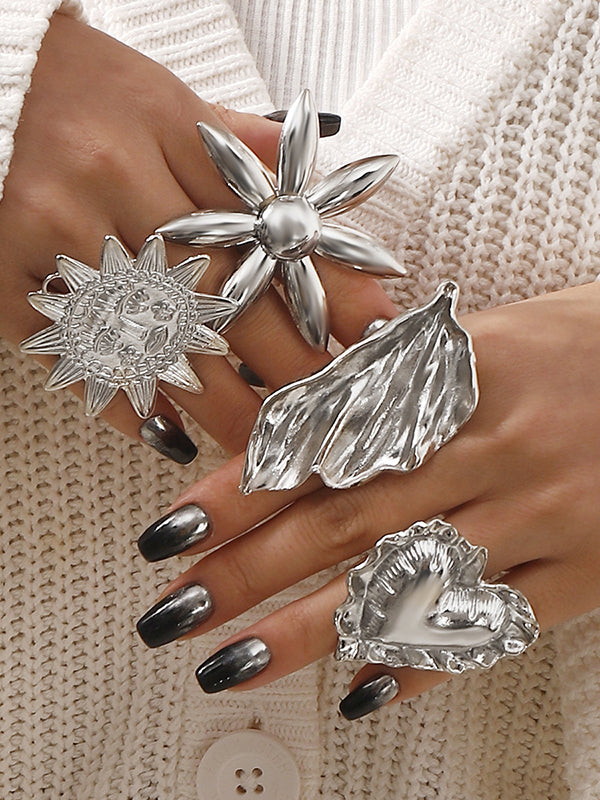 Bague géométrique en forme de fleur