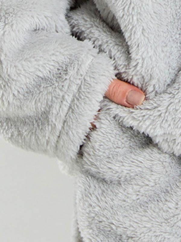 Ensemble pyjama deux pièces en molleton corail à col en V + pantalon