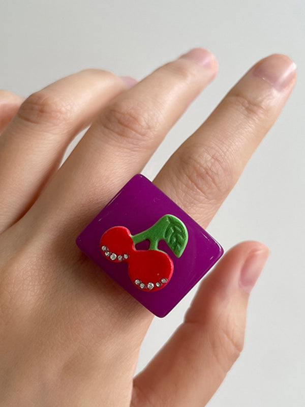 Accessoires de bagues en strass de fruits géométriques
