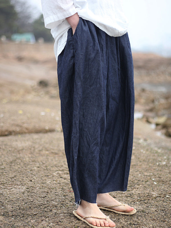 Pantalon en jean à jambes larges de couleur denim ample vintage