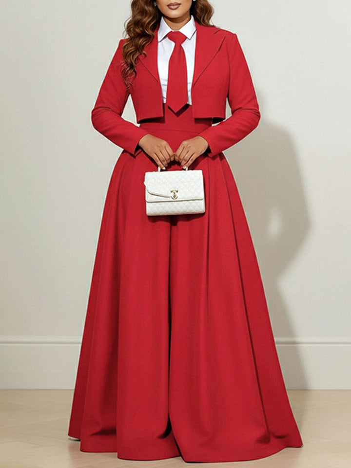 Jupe plissée à taille élastique, taille haute, à ourlet ample, à poches, à fermeture éclair, couleur unie