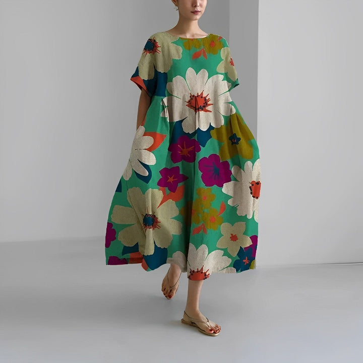 Daisy - Robe maxi rétro inspirée avec des volants élégants