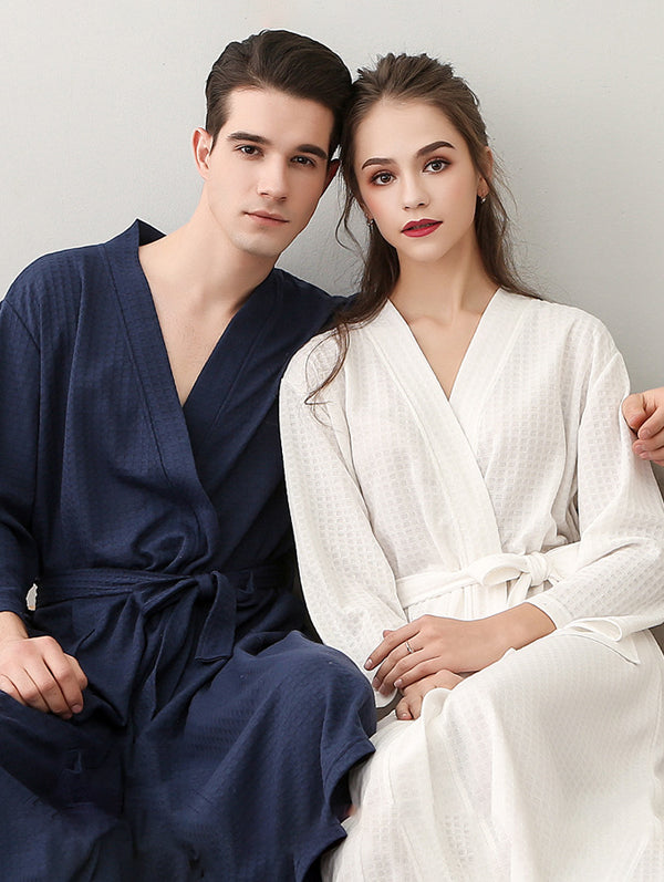 Robe de pyjama fine à bandage solide et confortable