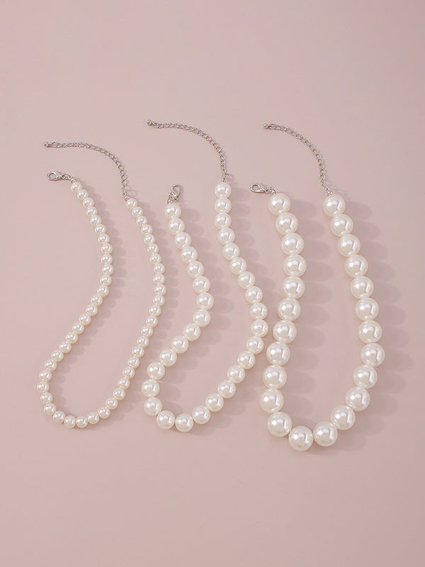 Colliers trois pièces en perles d'imitation, accessoires, collier délicat