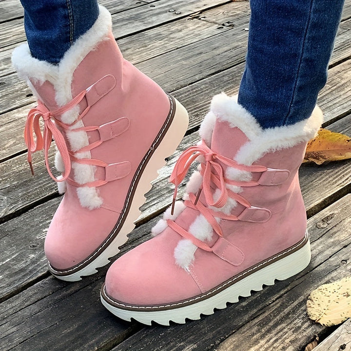 Bottes d'Hiver Femme | Avec Lacets et Semelle Épaisse