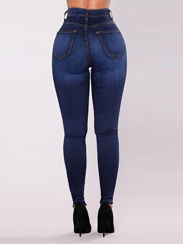 Jean coupe slim, taille haute, à empiècements