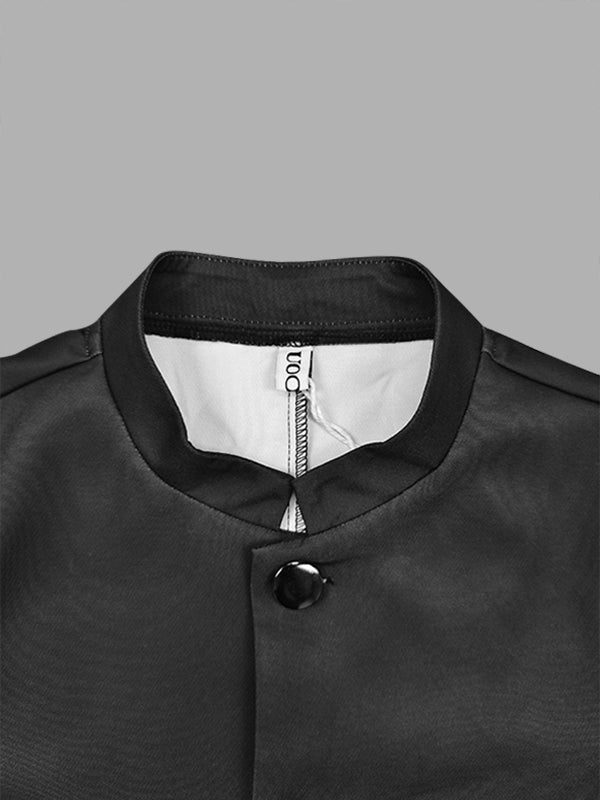 Vestes à manches longues amples asymétriques boutonnées à pois et col montant noué – Robes mi-longues à l'avoine et vêtements d'extérieur